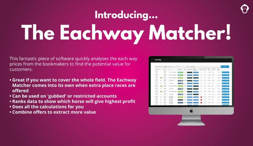 OddsMonkey's tweet image. Introducing our latest tool...The Eachway Matcher! ow.ly/CPlt300SAcT