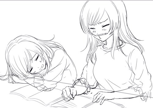 分身する京子のラフですϵ( 'Θ' )϶ #恋より 