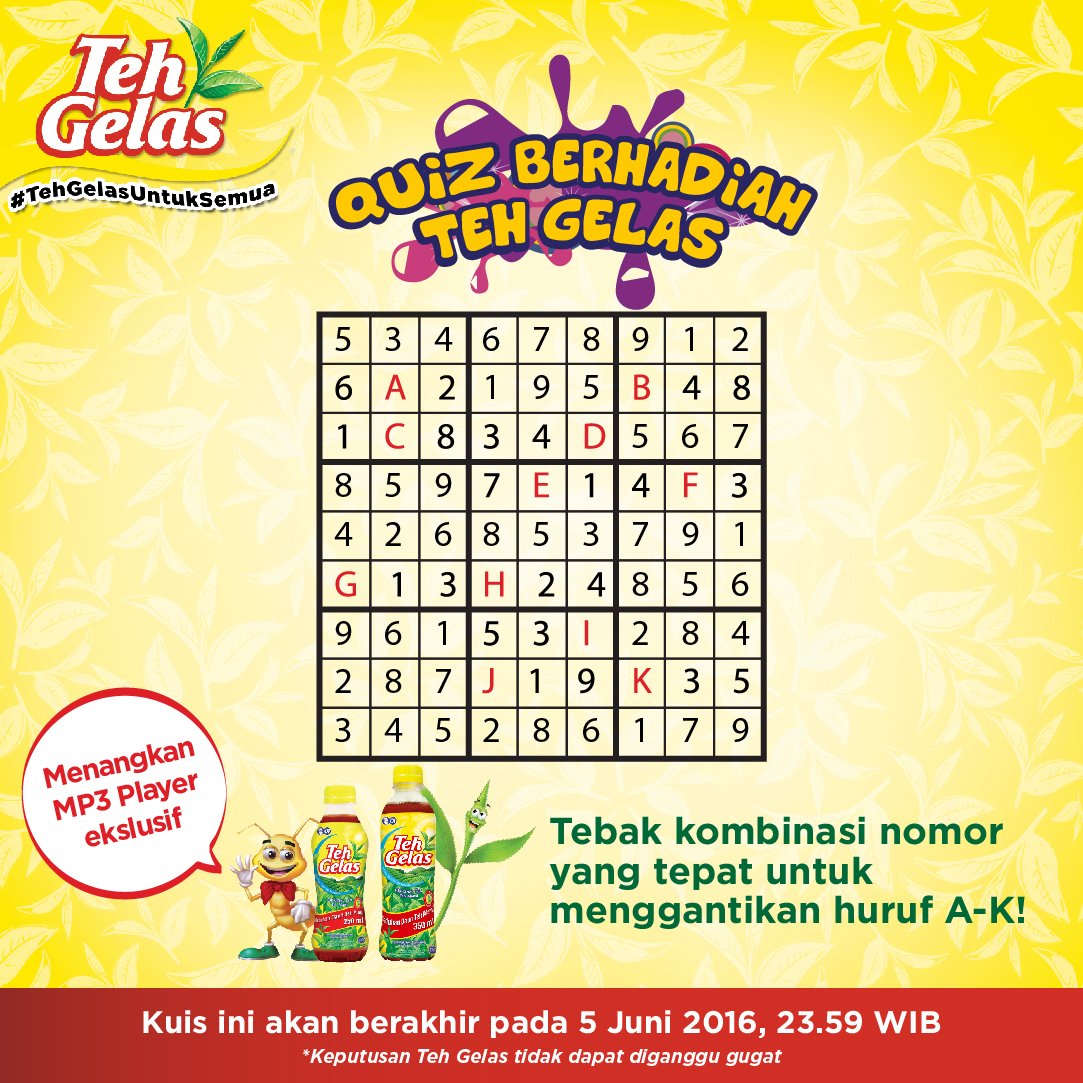 Yg mau hadiah MP3 Player eksklusif dari Teh Gelas, temukan kombinasi angka di gambar! #KuisTehGelas(1/3) <a href="/InfoLOMBA/">Info LOMBA™</a>