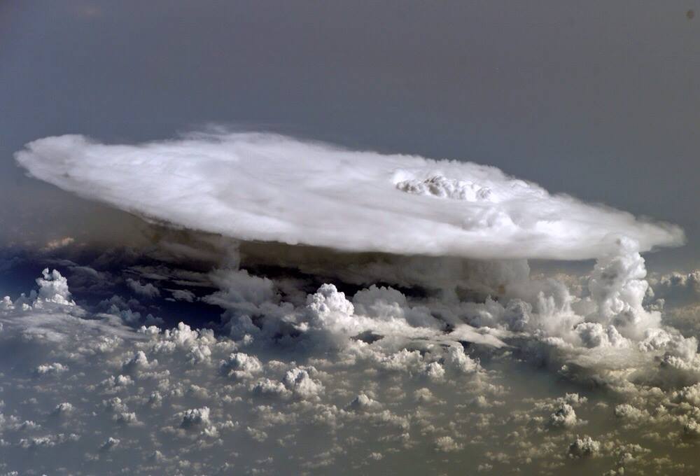 World's tweet image. Storm over the ocean in West Africa, as seen from the International Space Station.