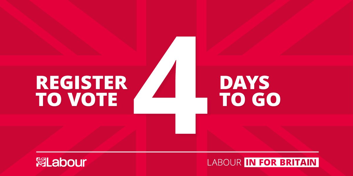 UKLabourIN's tweet image. Four days until the deadline to register to vote. So don’t delay - register now. gov.uk/register-to-vo…