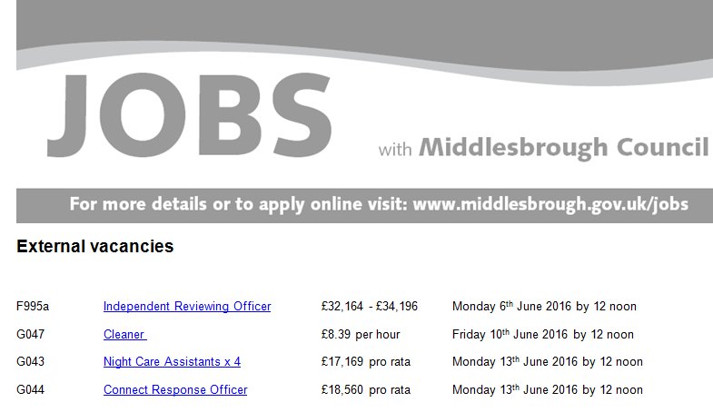 Fancy working for <a href="/MbroCouncil/">MiddlesbroughCouncil</a>? Here's some of the current opportunities in #Middlesbrough #MbroWork #Jobs