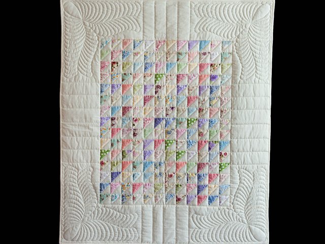 Old Fashioned Triangles Crib Quilt For Sale amishcountrylanes.com/Pages/wh6598.s… #cribquilt #triangles #pastel #amish #quilt