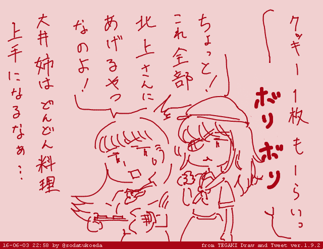 おまけ
つまみ食いする木曾 #tegaki_dt 