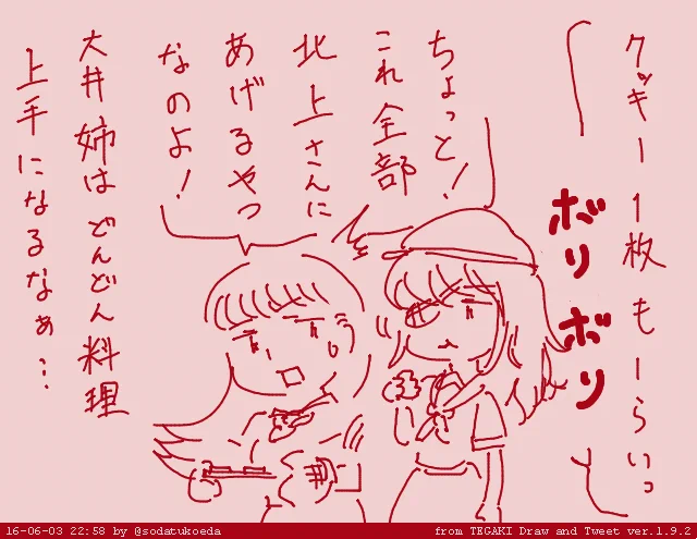 おまけ
つまみ食いする木曾 #tegaki_dt 