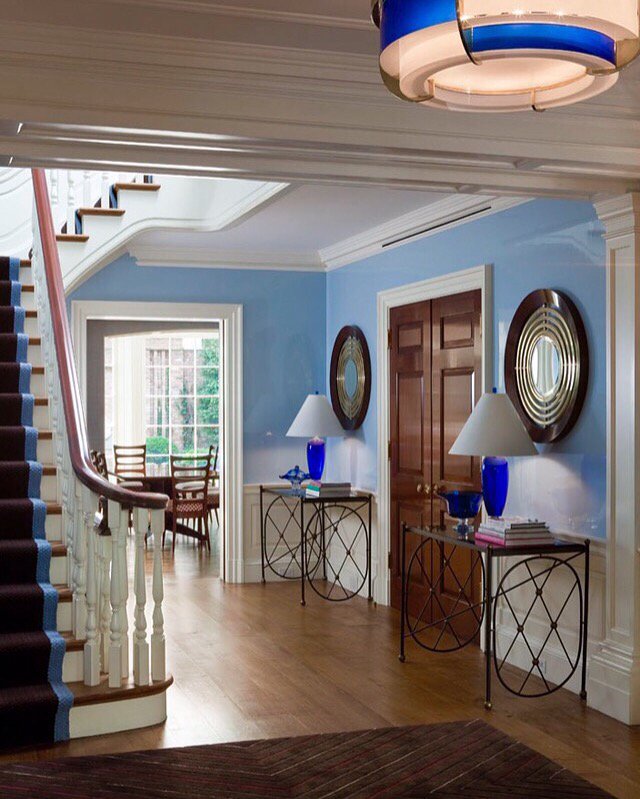 Shinny and Blue! Lacquer walls in A Manhattan townhouse.