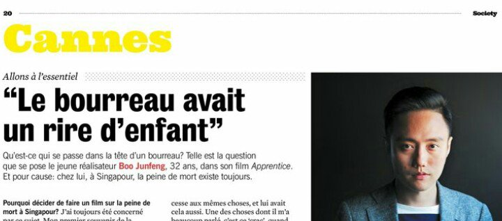 VincentPetitpez's tweet photo. Boo #Junfeng, réalisateur de #Apprentice, raconte sa rencontre avec un bourreau dans @SocietyOfficiel #glaçant https://t.co/Pg7LxuJ0mi