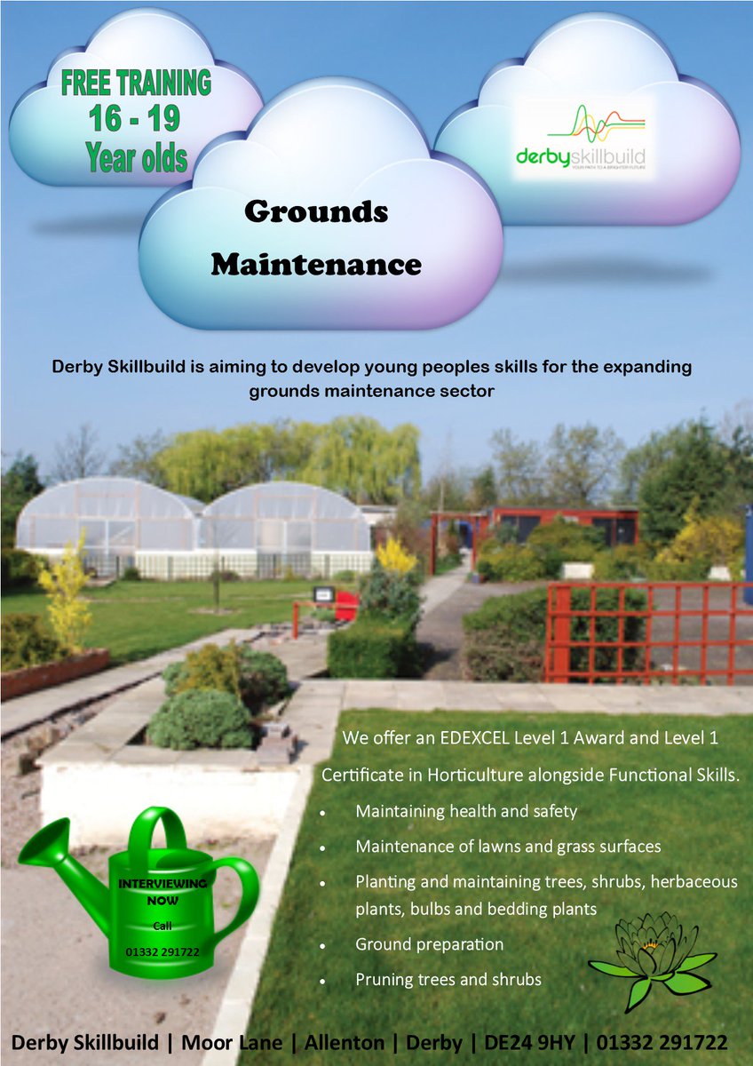 DerbySkillbuild's tweet photo. FREE LOCAL TRAINING - Grounds Maintenance https://t.co/BcXxj5xSIr