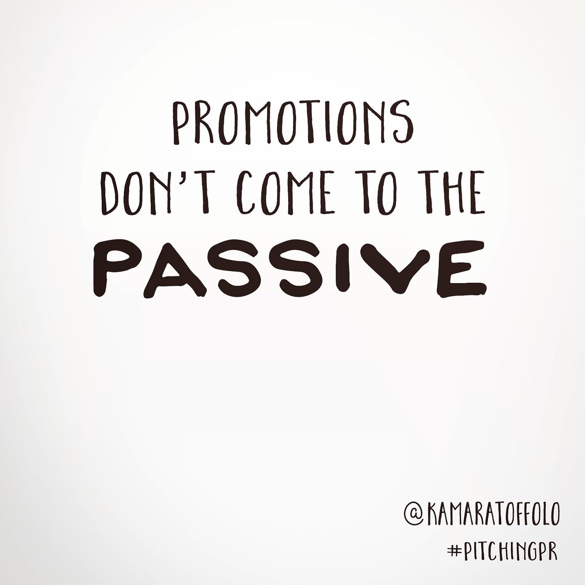 pitchgraphics's tweet photo. "Promotions don't come to the passive" @KamaraToffolo on how to get the promotion you deserve #PitchingPR #podcast https://t.co/YBD1cvf8gc