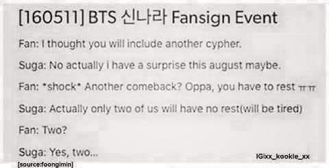 seunowhite's tweet photo. #방탄소년단 #LoveBTS SUGA used to said that " There will be a huge surprise in August " so let's see 🔥🔥 #BTS #BTSSubUnit https://t.co/RyYHKyMwb3