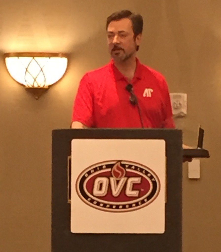 SHSUPresWhite's tweet photo. Jason Goldston accepts @ovcsports Best Overall Campus Based Production Award on behalf of @apsu @BTGresham https://t.co/NvLoaGslca