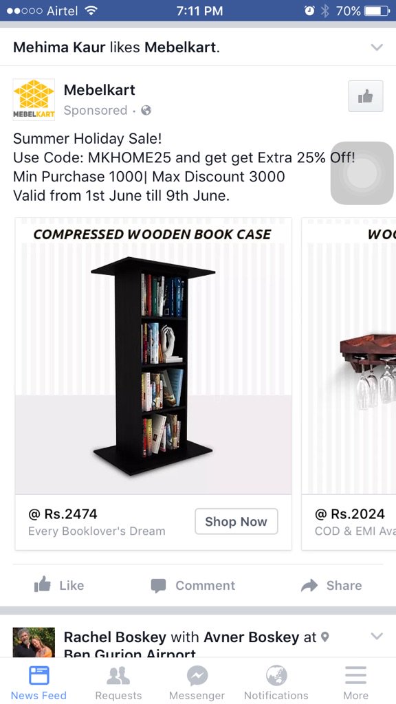 vikram_banga's tweet photo. @Mebelkart so we were told that the product is not avl after taking the money but today again it's advertised on fb. https://t.co/Sj14NI3v86