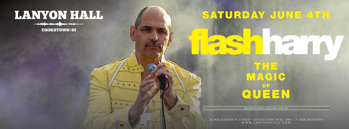 LanyonHall's tweet photo. This Saturday night FLASH HARRY comes to town for a Celebration of Queen!! #QueenTribute #LanyonHall https://t.co/TEGPvIvMk6