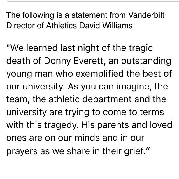 VandyBoys's tweet photo. A statement from AD David Williams on Donny Everett. https://t.co/5zzpzvOu4U