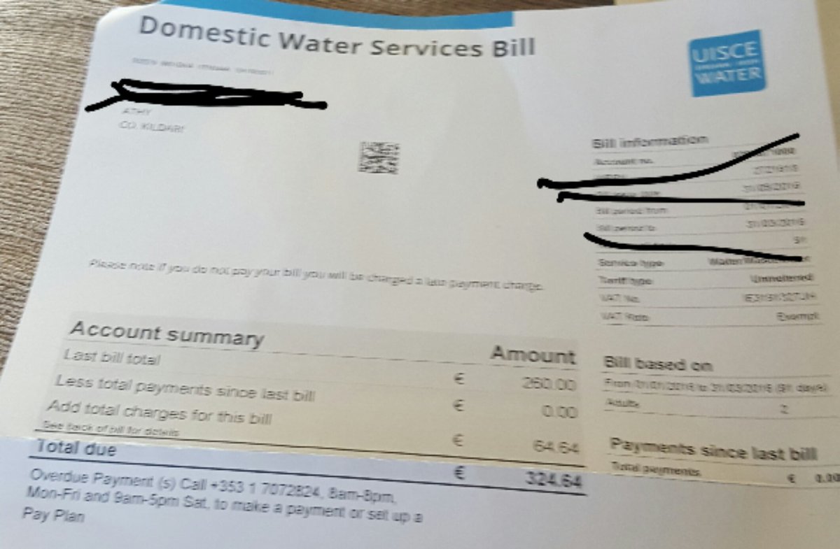 cloneywill's tweet image. So then this arrived today. 6 times I&apos;ve told them we have our own water supply from a well .#IrishWater #wasters