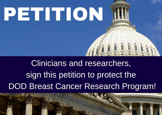 NBCCStopBC's tweet image. Are you attending #ASCO16? Sign our petition to help protect DOD BCRP!  goo.gl/8q4diW #breastcancer