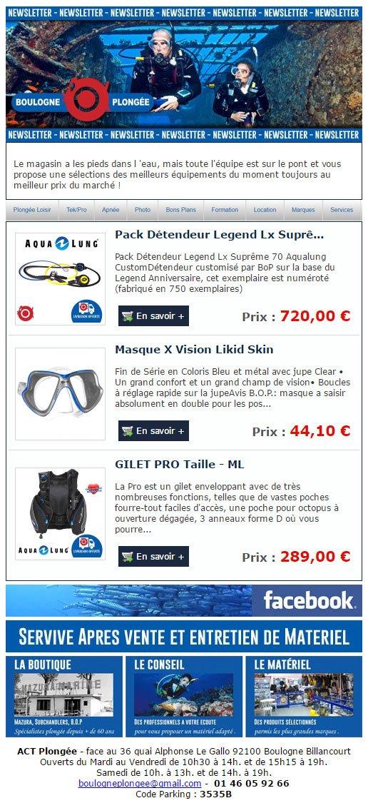 Boulogne Plongée, le seul magasin Parisien les pieds dans l'eau !