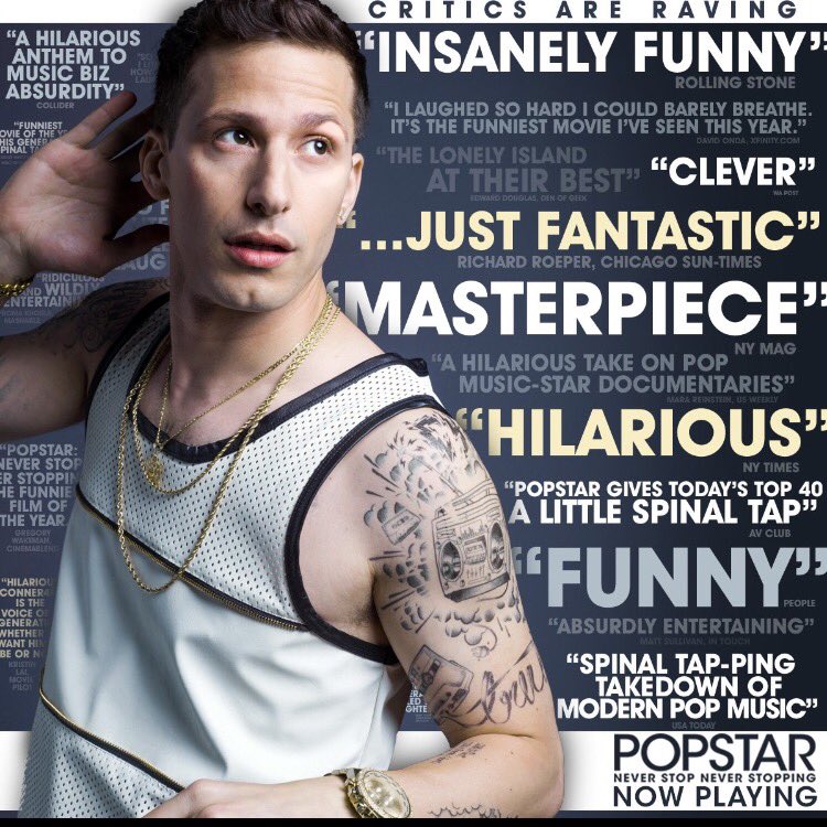 mulaney's tweet photo. Hear me! @PopstarMovie is absolutely hilarious. Congrats to the jabronis of @thelonelyisland. So so so good. https://t.co/SpHWWpKDXe