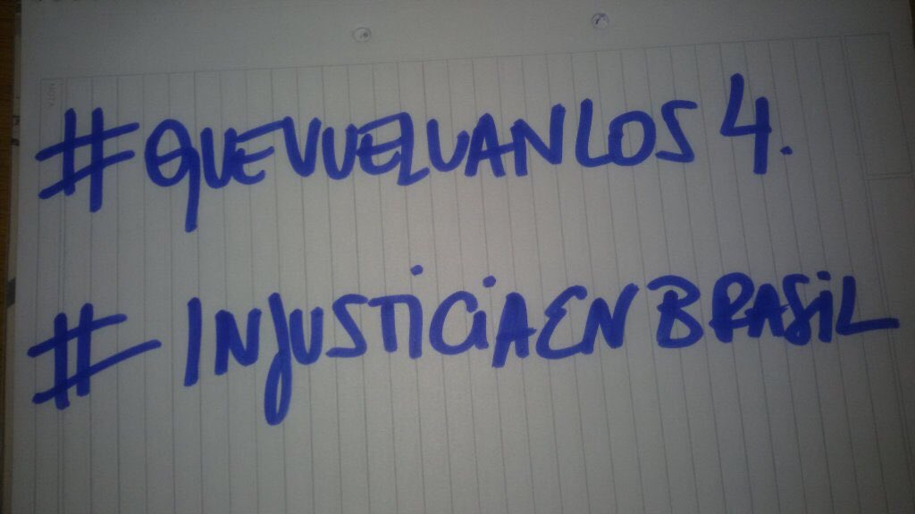pia_blotta's tweet photo. No queremos esperar más! #QueVuelvanLos4 #injusticiaenbrasil #faltan4 https://t.co/hWwV00oHFZ