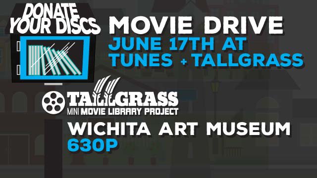 tallgrass's tweet photo. #DonateYourDiscs to the @tallgrass #MiniMovieLibrary project at Tunes+Tallgrass @WAMinWichita 6/17, 6:30 w/ @KSBigs https://t.co/FFXmEbrLZ9