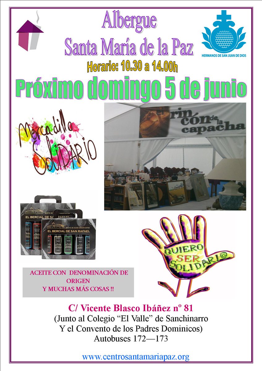 StaMaria_LaPaz's tweet photo. Venid a nuestro #mercadillosolidario: libros, muebles, aceite, productos de nuestro huerto... @StaMaria_LaPaz https://t.co/RHjYPSyh90
