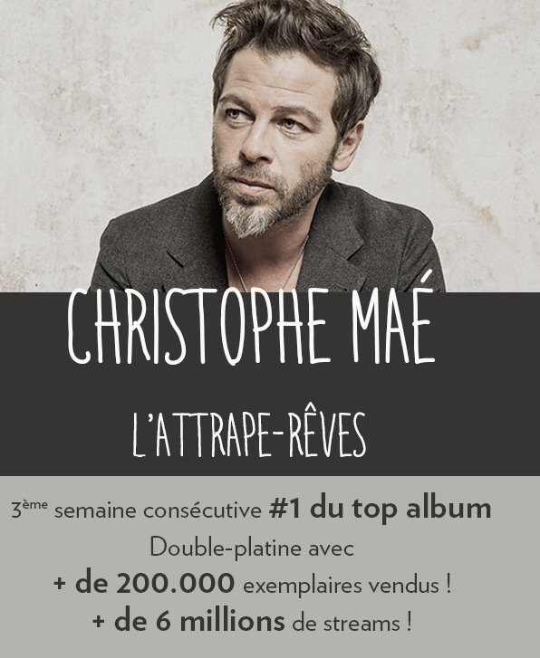 LabelRoseWarner's tweet photo. Pour la 3eme semaine consécutive le nouvel album de @Mae_Officiel occupe la 1ère place des meilleures ventes #Bravo https://t.co/MOs1FhsHDw