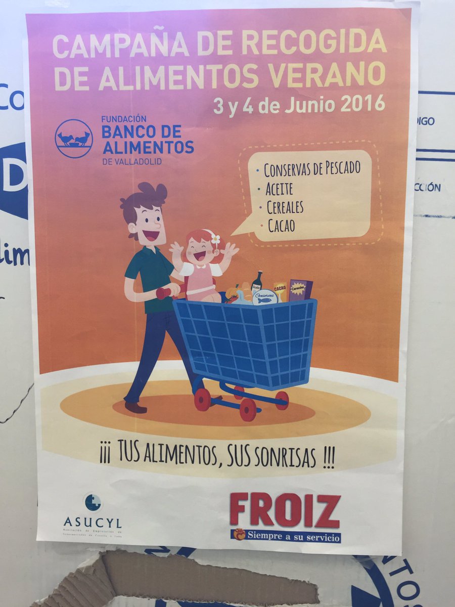 Trabajando para el Banco de Alimentos de Valladolid. Estamos en el Froiz de la calle la Habana hoy hasta las 21:00!