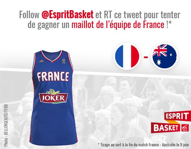 EspritBasket's tweet image. Gagnez un maillot des Bleues @FRABasketball à l'occasion du match #FRAAUS ! Follow + RT pour tenter votre chance !