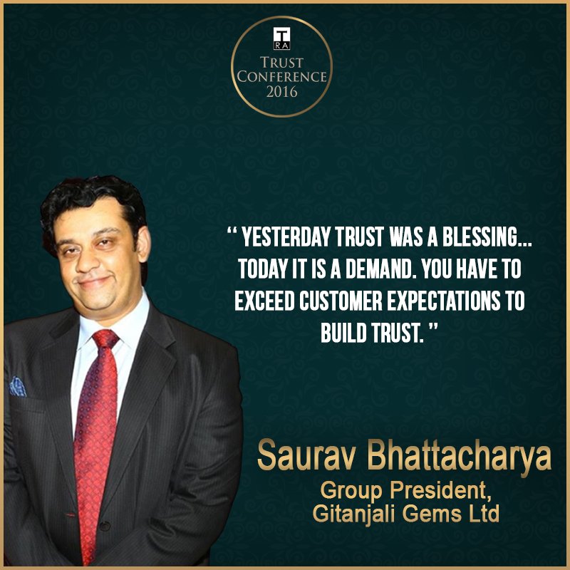 TRA_Research's tweet photo. Mr. Saurav Bhattacharya, on 'Developing Customer Trust In The New Age For Luxury Products'. #TrustConference2016 https://t.co/nBgXOuGAaP