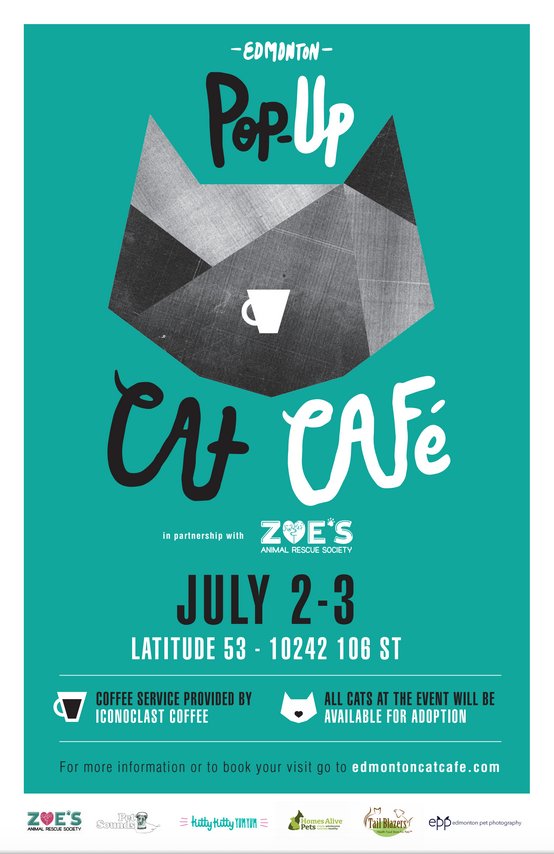 edmontoncatcafe's tweet photo. Thanks to Pete Nguyen (@ThumbskullPete) for designing our logo &amp; poster. #yeg #yegcats https://t.co/zHiOAd6e5O