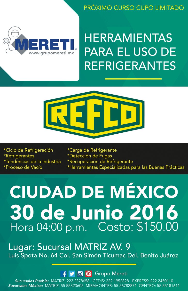 MeretiMX's tweet photo. Próximo curso #Refco #Refrigeración en #GrupoMereti #CiudaddeMéxico #Cdmx https://t.co/K3RXuTI1M3