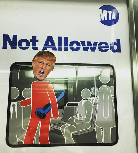 JoshuaLambier's tweet photo. Thousands of Trump Head Stickers Embellish MTA Stick Figures on the Subway #StickerActivism
https://t.co/FxnfZaeoCr https://t.co/xFyp8RMhGU