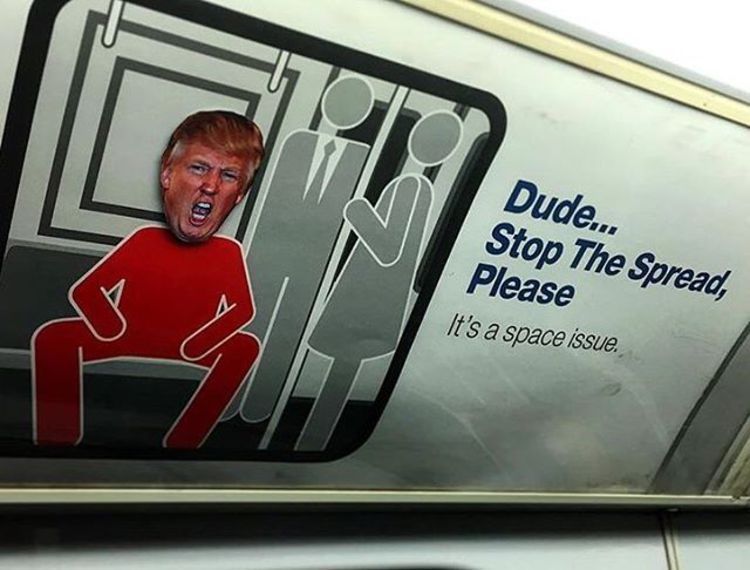 JoshuaLambier's tweet photo. Thousands of Trump Head Stickers Embellish MTA Stick Figures on the Subway #StickerActivism
https://t.co/FxnfZaeoCr https://t.co/xFyp8RMhGU