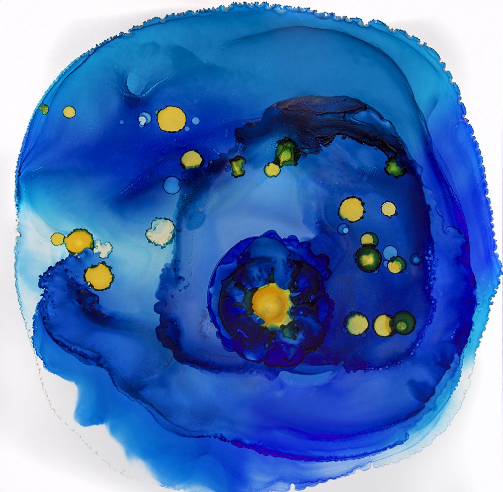 CW_Artist's tweet photo. I love working w/blue pigments! "Blue Yellow Green 041416ia" @SurfaceGallery1 #alcoholink #AVLart #abstractpainting https://t.co/oIN0DpxzJR