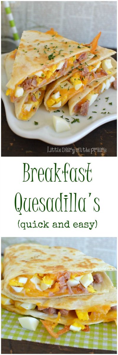 Yum! These #ham and #cheese #quesadillas are a #breakfast treat! ow.ly/YD5st