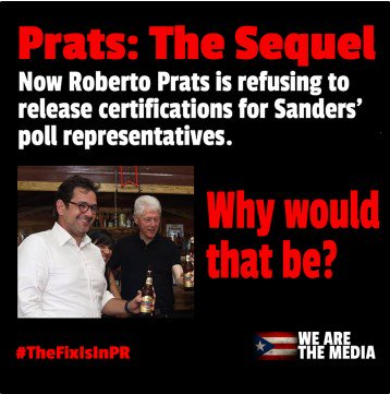 MeanLesbian999's tweet photo. #PuertoRicoPrimary #BernieEnPR RT Prats changes polling locations 5x and now won't certify Bernie Poll Workers! https://t.co/ASMpHECiTk