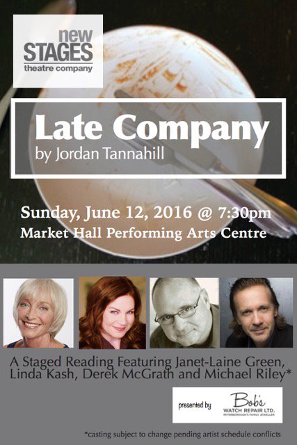 Stellar cast for "Late Company" (Jordan Tannahill); a staged reading, Sun. June 12, 7:30 pm. Tickets <a href="/TheMarketHall/">Market Hall</a>