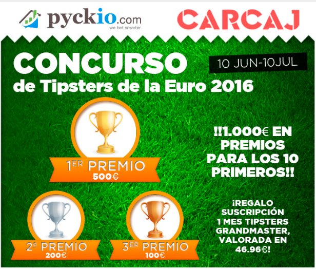 pyckio_es's tweet photo. ¡Sorteamos 100€ entre todos los 🇷️🇹️! 
#Tipsters #euro2016 Patrocina @carcaj
Participa!!➡https://t.co/yJ45ubABfG https://t.co/vEk964OAH6