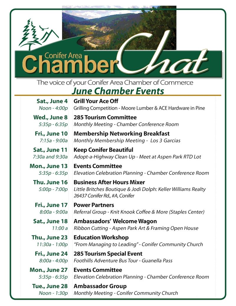 ConiferChamber's tweet photo. #Conifer Chamber June Newsletter! https://t.co/hE88VRjuIj We'll see you tomorrow @MooreLumber #GrillYourAceOff https://t.co/LI9F3PYYum
