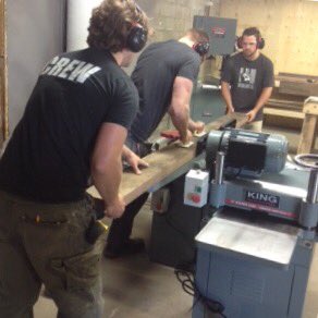 mike_holmesjr's tweet photo. Here's a little behind the scenes shot. #kingcanada #kingindustrial #woodworking #carpentry #jointer #blackwalnut https://t.co/BTh6cLEBgk