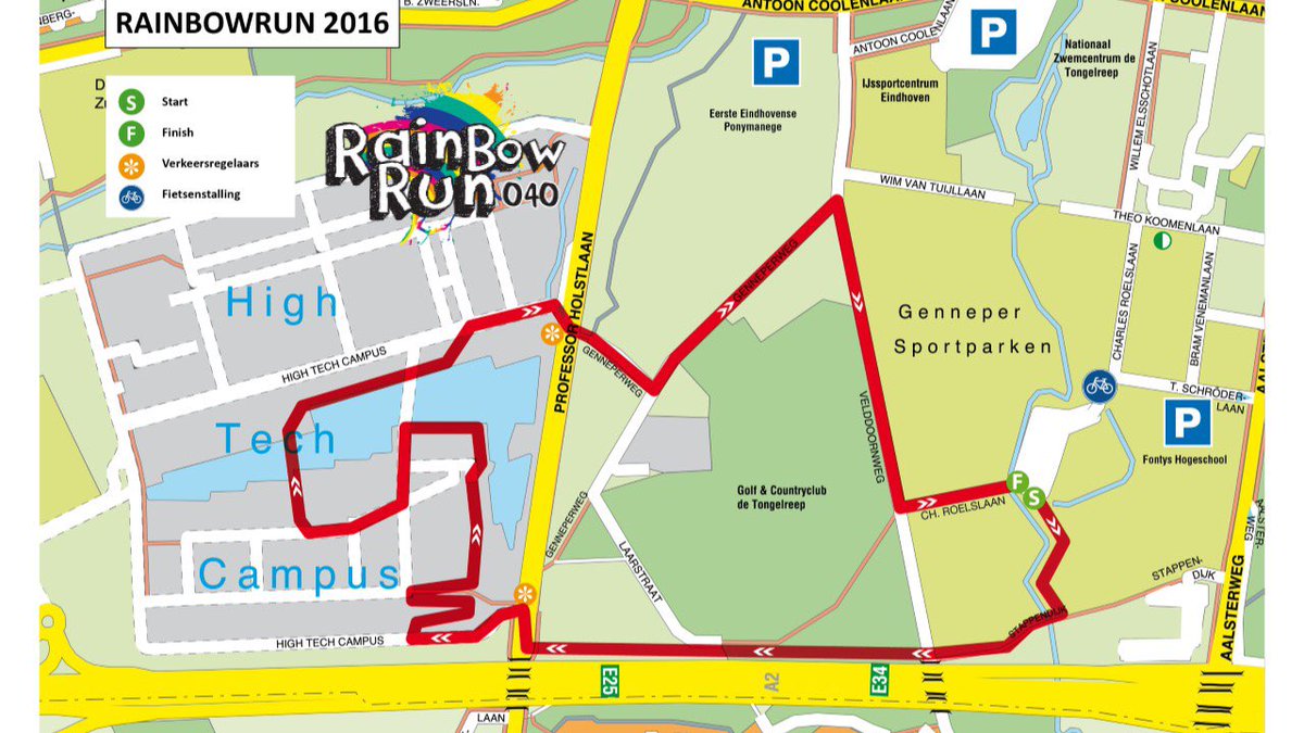 Nieuwe route 2016: veel fun; schrijf je snel nog in rainbowrun040.nl/inschrijven
