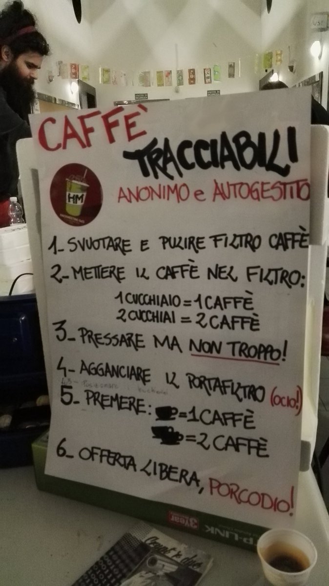 b3lilo's tweet photo. collettivo tracciabi.li ;) e il loro meraviglioso caffe' non potevano mancare. #ocio :D
#HackIt0x13 https://t.co/55YXOsGDVt