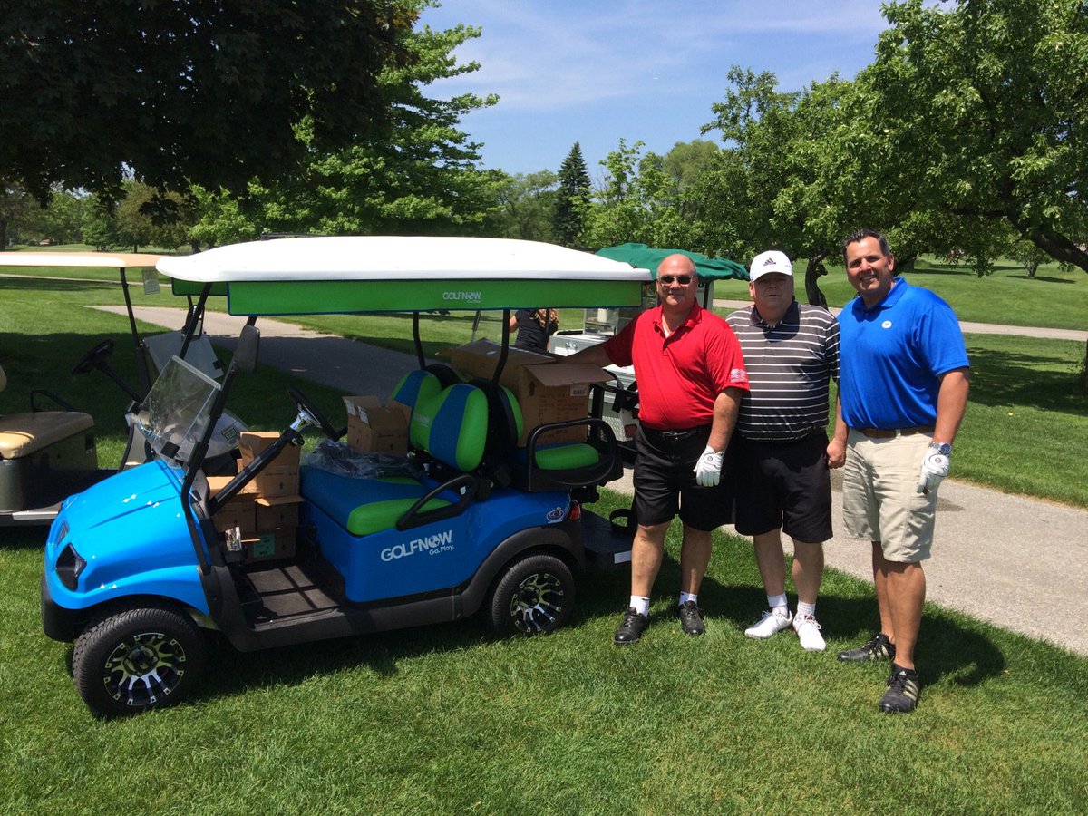 golfnow's tweet photo. We're off on our Summer Fairway Tour! First stop, @SchaumburgGolf  to hand out some @TaylorMadeGolf swag 😎 https://t.co/YXg2Fv8X9P