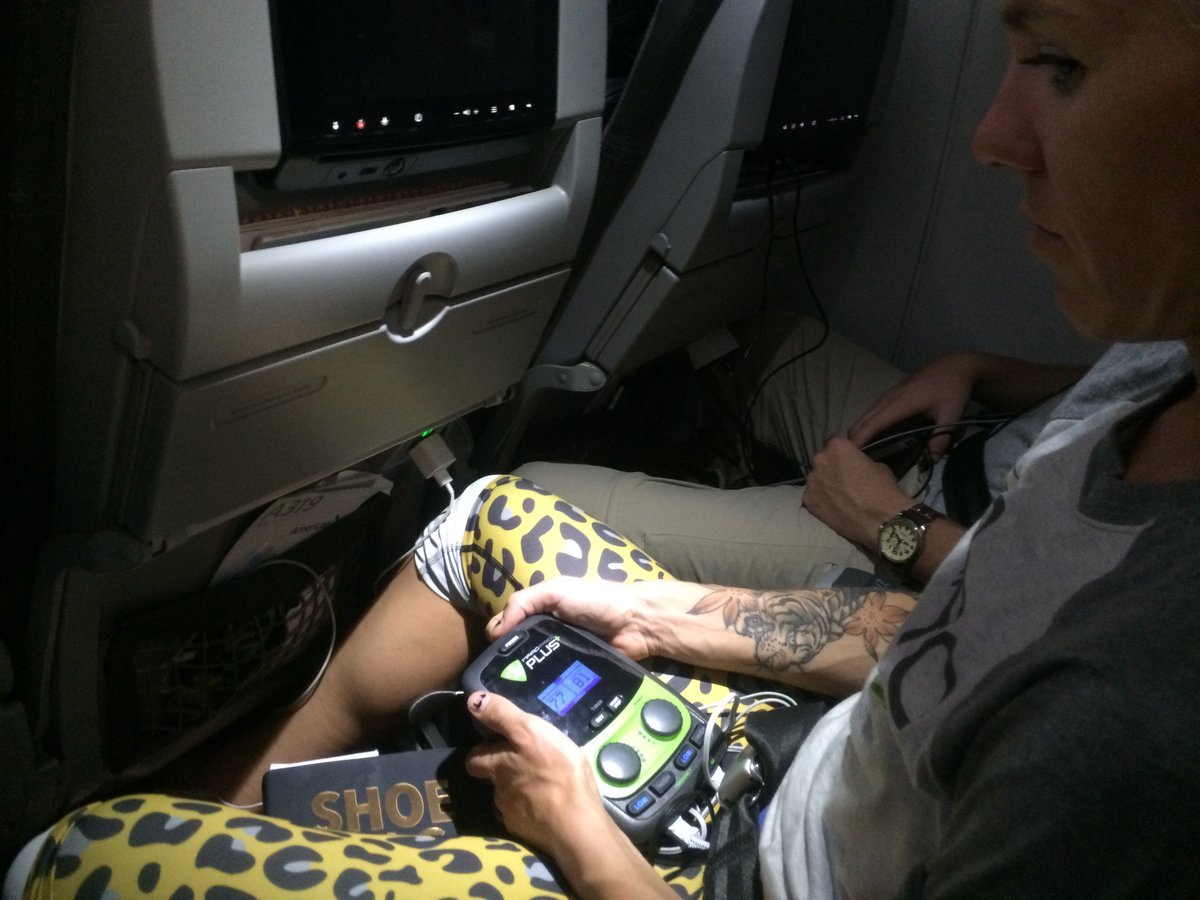 TheMarcPro's tweet photo. @hjacksonracing using her Marc Pro to recover in-flight after winning Ironman 70.3 Chattanooga. #firstclassrecovery https://t.co/4BQiwvzVCH