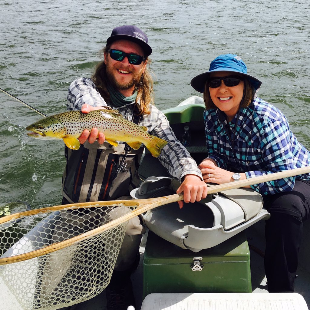 BozemanAngler's tweet photo. First trout on the fly rod for angler Dorothy. We ain't in Kansas any more-sorry that's terrible. #flyfishing https://t.co/5Mmy9FQEYN