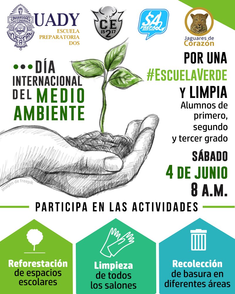 PreparatoriaDos's tweet photo. Únete a las actividades este sábado por una #EscuelaVerde. Participa @PreparatoriaDos, @SAprepa2 y @CEPrepaDos https://t.co/oyJSAyQorz