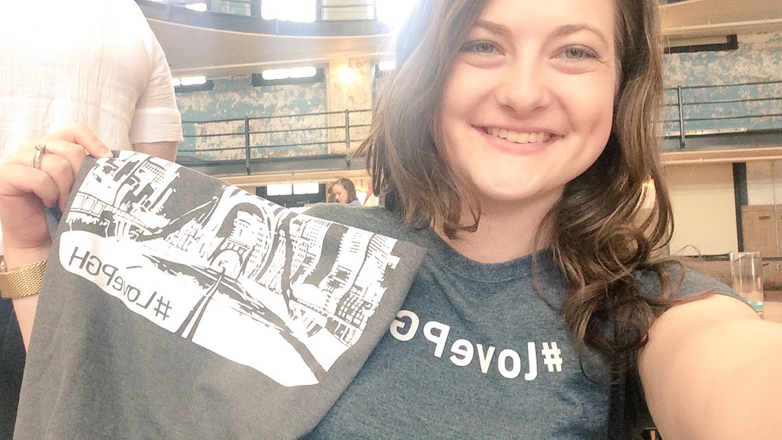 rossilynne's tweet photo. New #lovePGH t-shirt to match my vintage #SoMePgh shirt. Thank you, @vstpgh @listen2dja @asaka_vstpgh #BeDigitalPGH https://t.co/7Gh9BocOOb