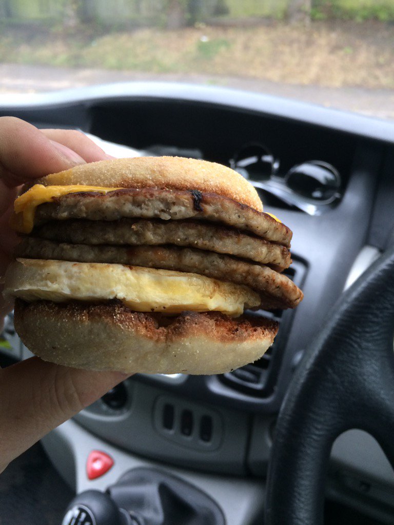 dan_moulding's tweet photo. @McDonalds would like to thank whoever made my DOUBLE sausage and egg mcmuffin this morning 😂 #bonus https://t.co/N68sxRxJpk