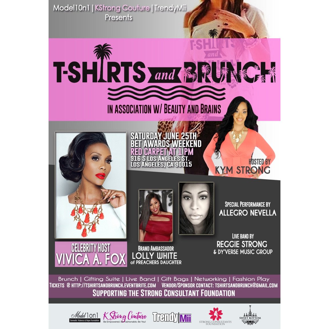 LA join me June 25th for #TshirtsandBrunch #BeautyandBrains official toast/ launch of KStrong Couture <a href="/kymstrong/">Kym Strong</a> 😘