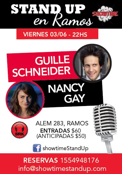RAMOS MEJÍA!! HOY 22:00 hs hay #StandUp en <a href="/Brakobar/">BRAKO BAR</a> (Alem 283) con @NancyGay1 y <a href="/interferido/">Guille Schneider</a>